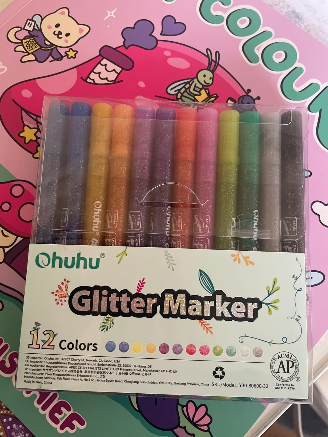 Customer photo review of Ohuhu Water-Based Glitter Metallic Marker Pens, 12 Shimmer Colors