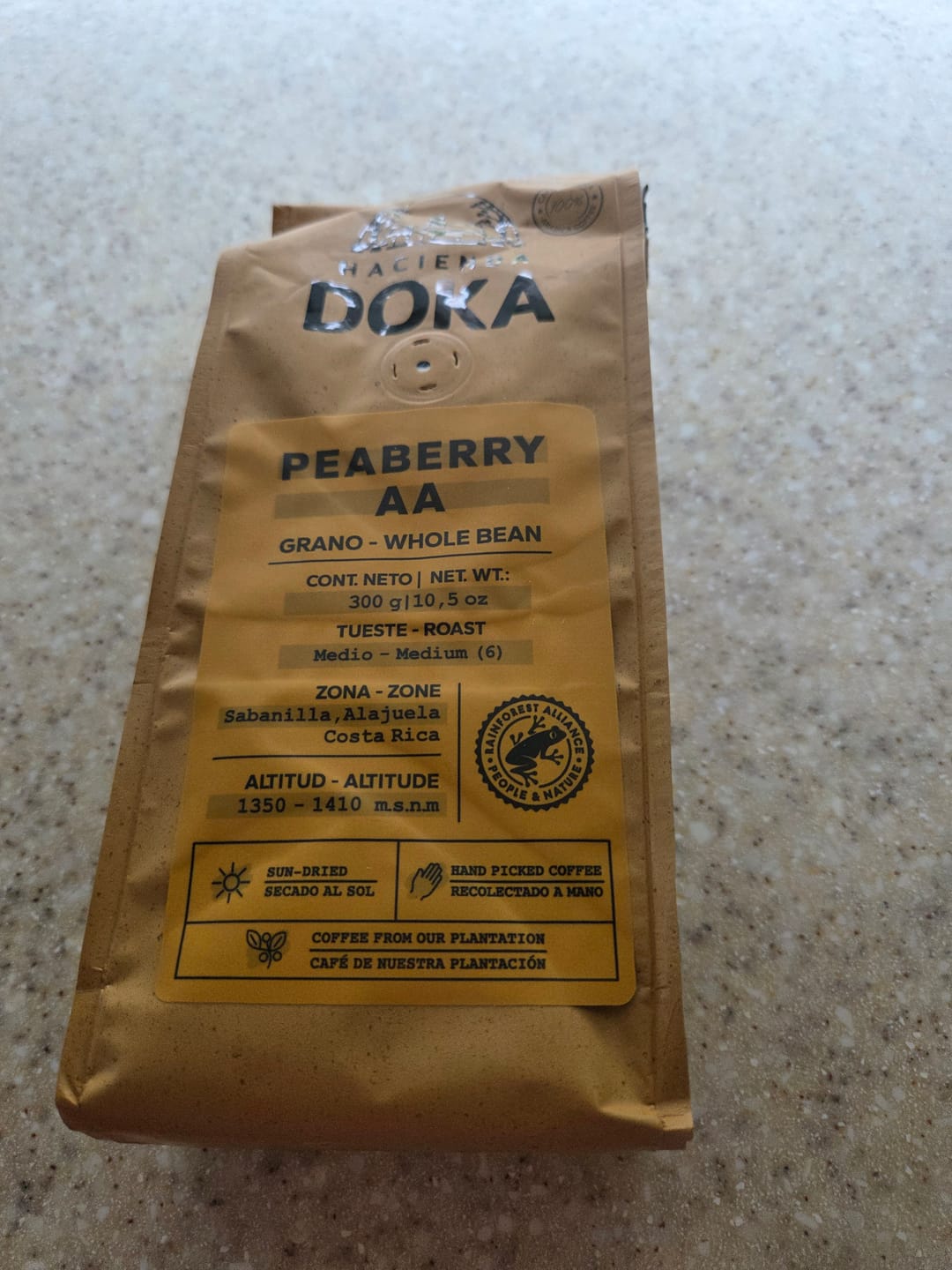 Customer photo review of Café Hacienda Doka Peaberry AA