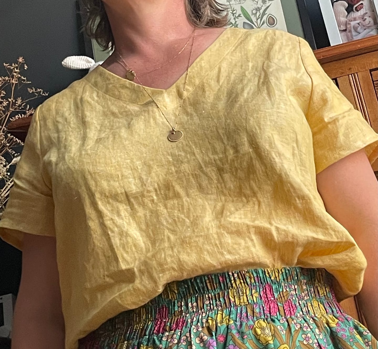 Customer photo review of Blouse Nila - Lin chiné jaune doux