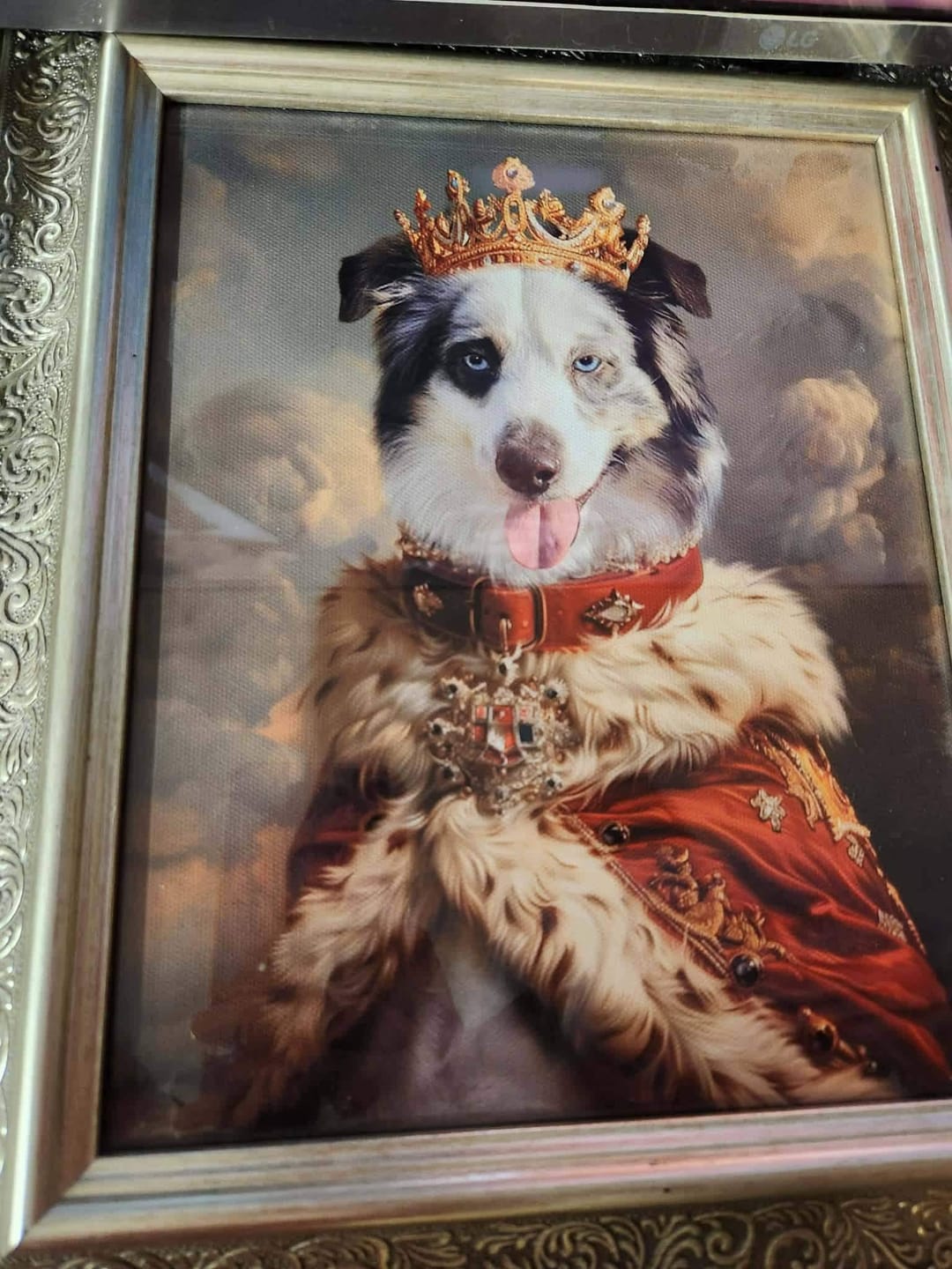 Customer photo review of Custom Pet King Portrait Canvas - Personalized Royal Dog Art