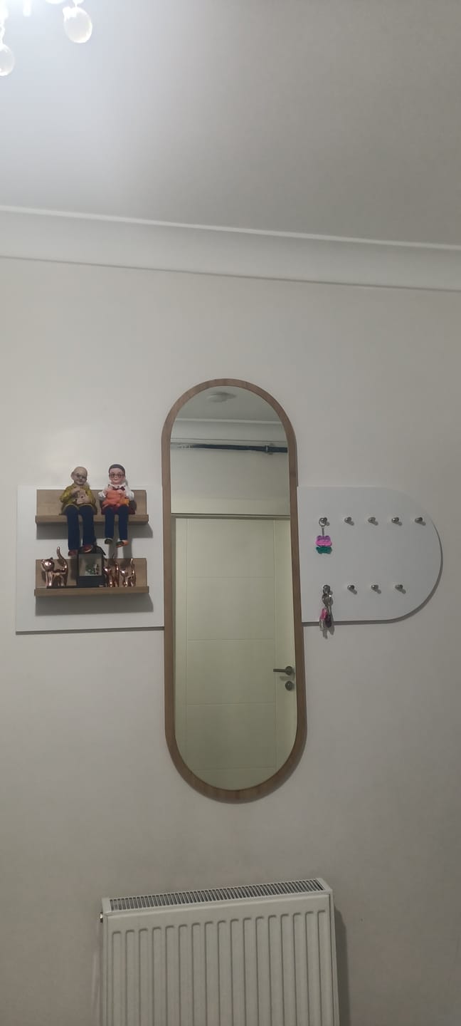 Customer photo review of Rani P3 Aynalı Duvar Askısı Boy Aynası Sepet Ceviz - Beyaz Vestiyer
