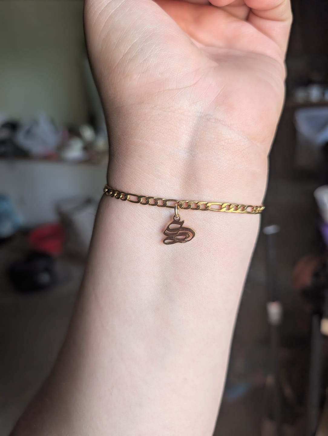Customer photo review of Old English Initial Bracelet