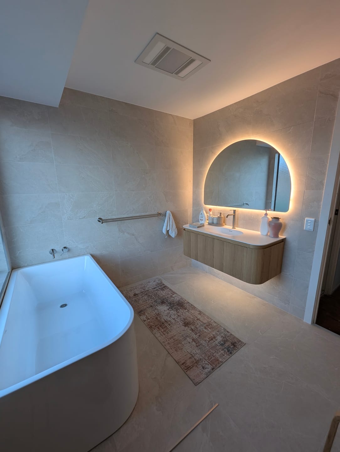 Customer photo review of Waverton Wall Hung Curve Vanity Natural Oak (All Sizes)