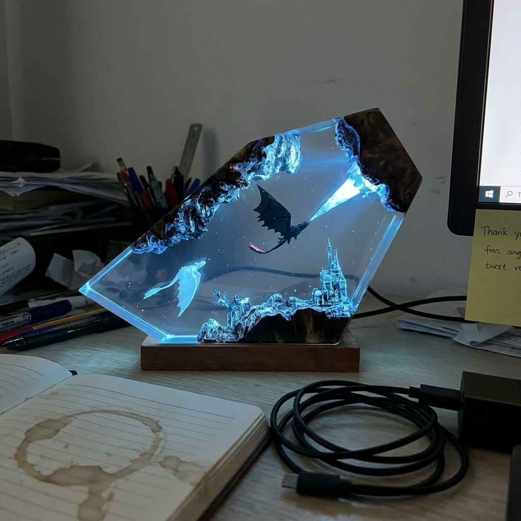 Customer photo review of Dragon Glow - El Yapımı LED Reçine Gece Lambası