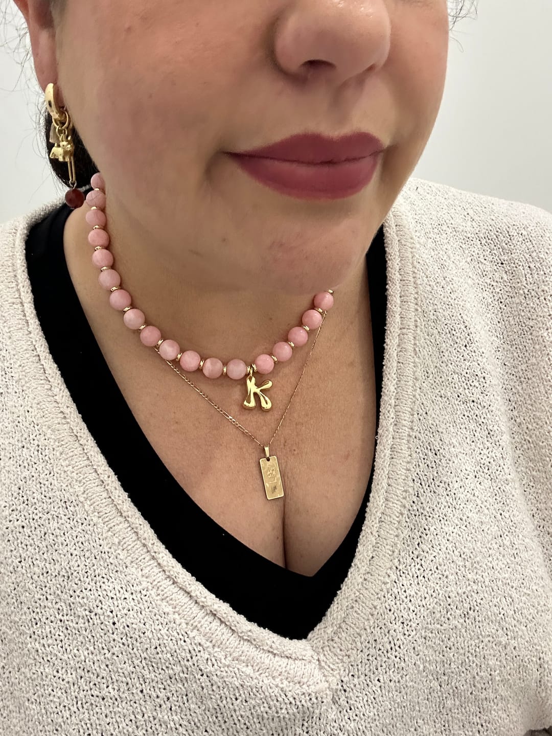 Customer photo review of Poet Initial Necklace