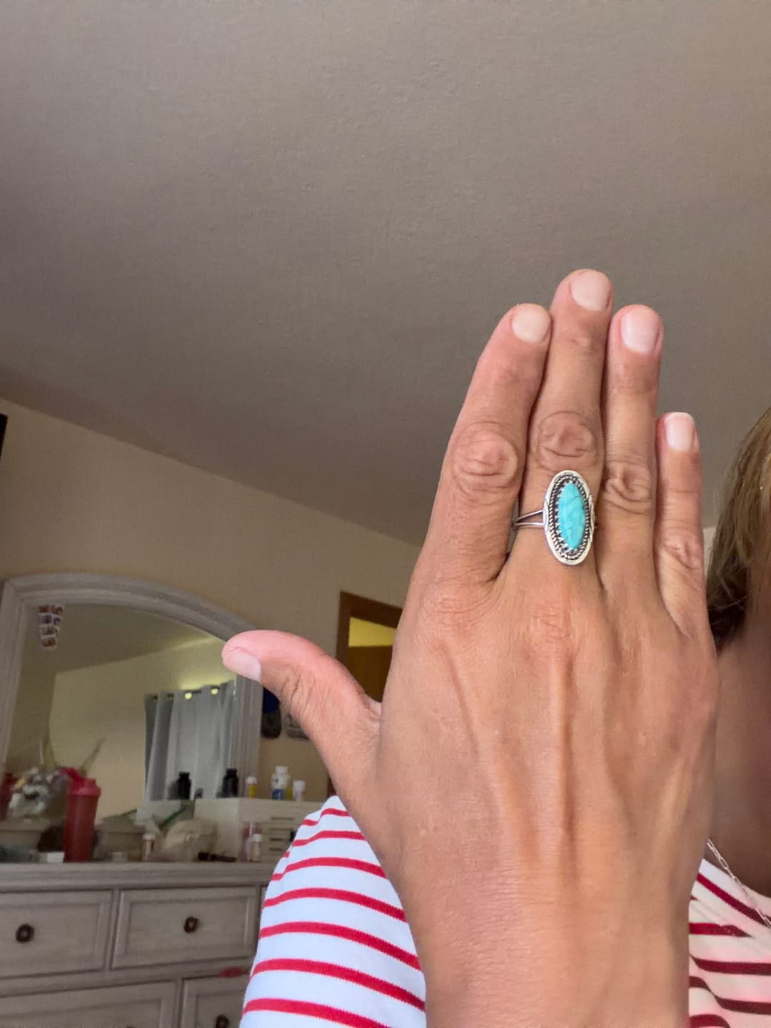 Customer photo review of Southwestern Style Real Turquoise Ring Sterling Silver