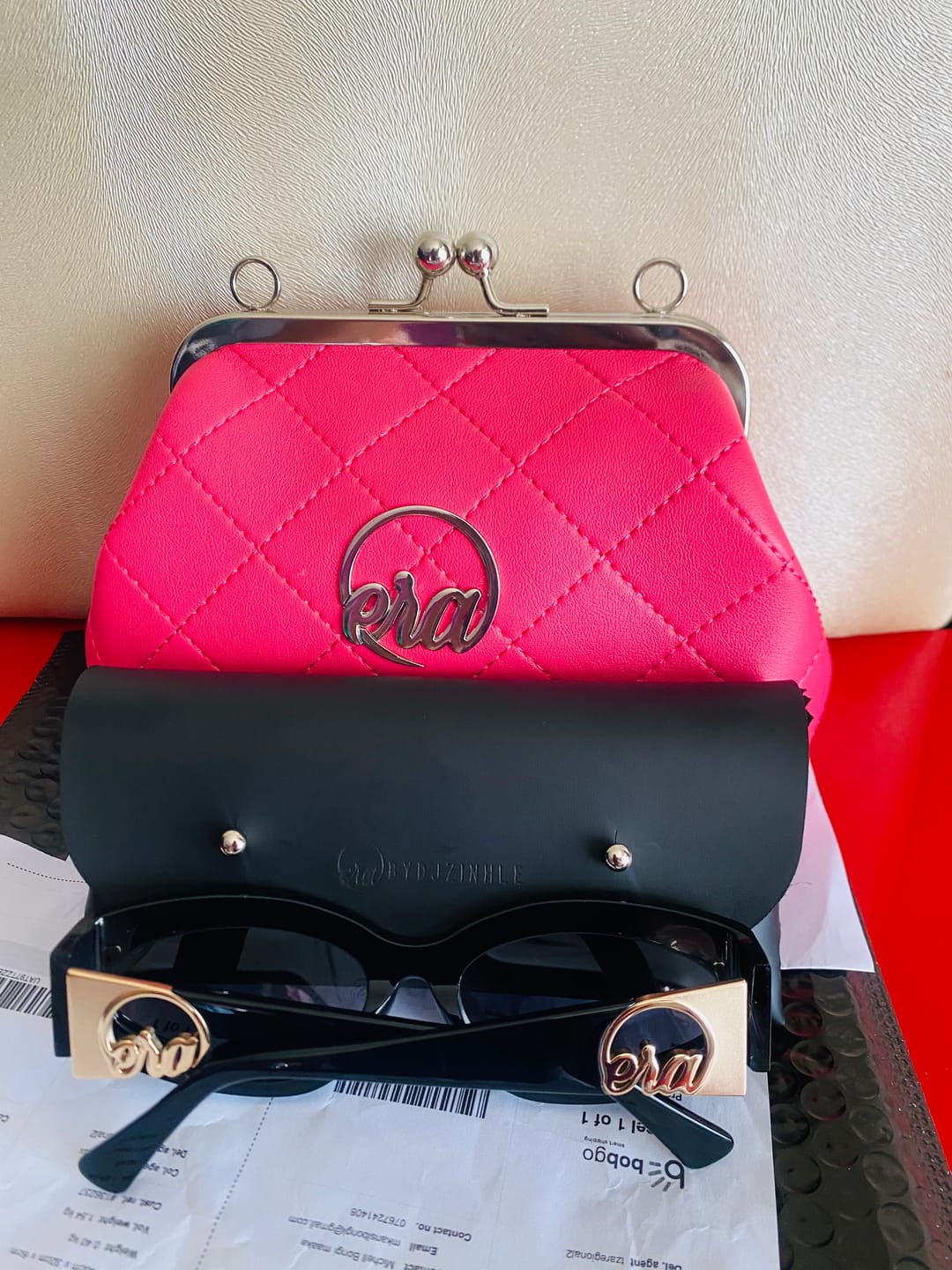 Customer photo review of ERA Mini Kisslock Chain Bag – Pink