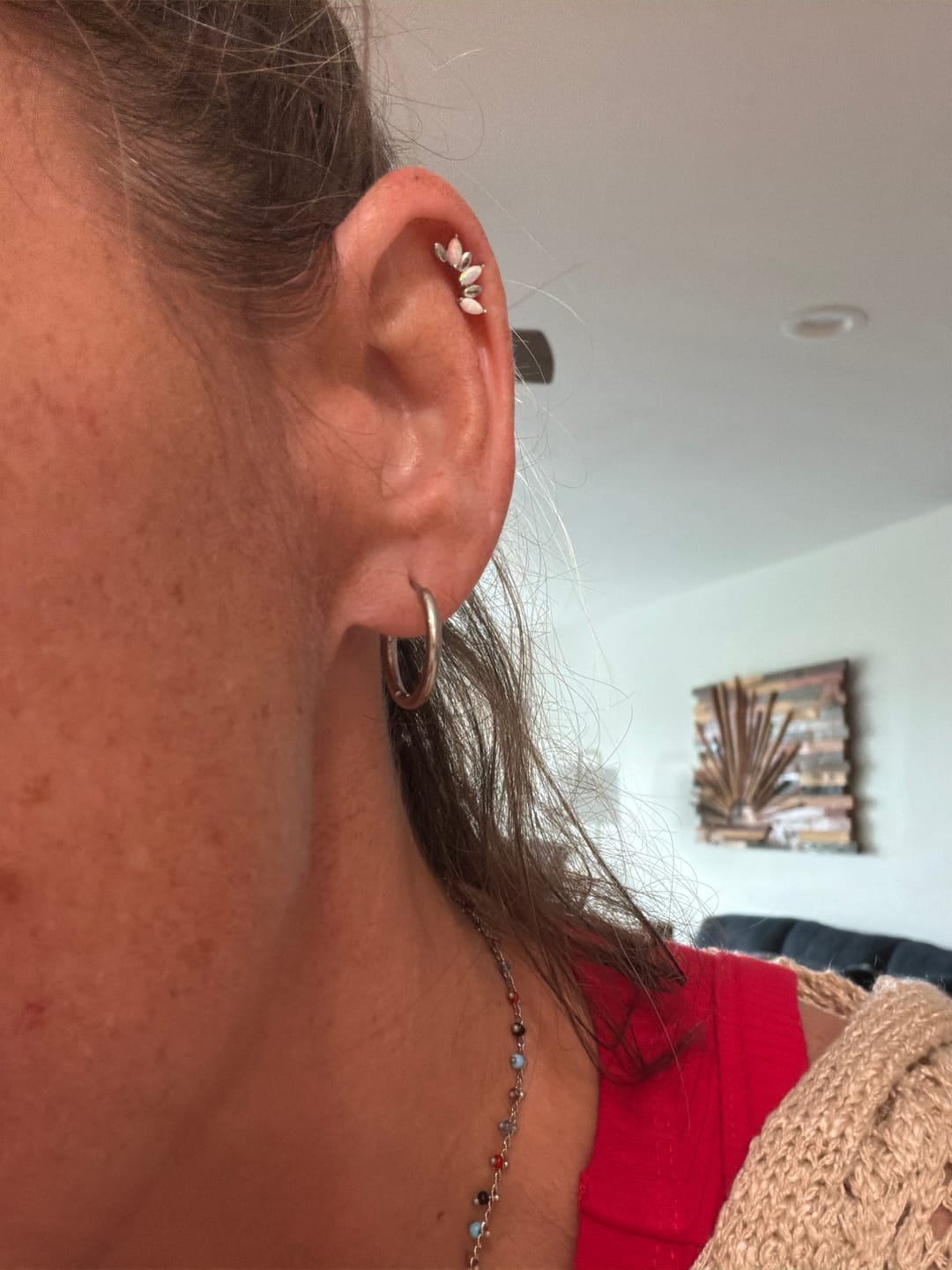 Customer photo review of Minimal Thin Hoops