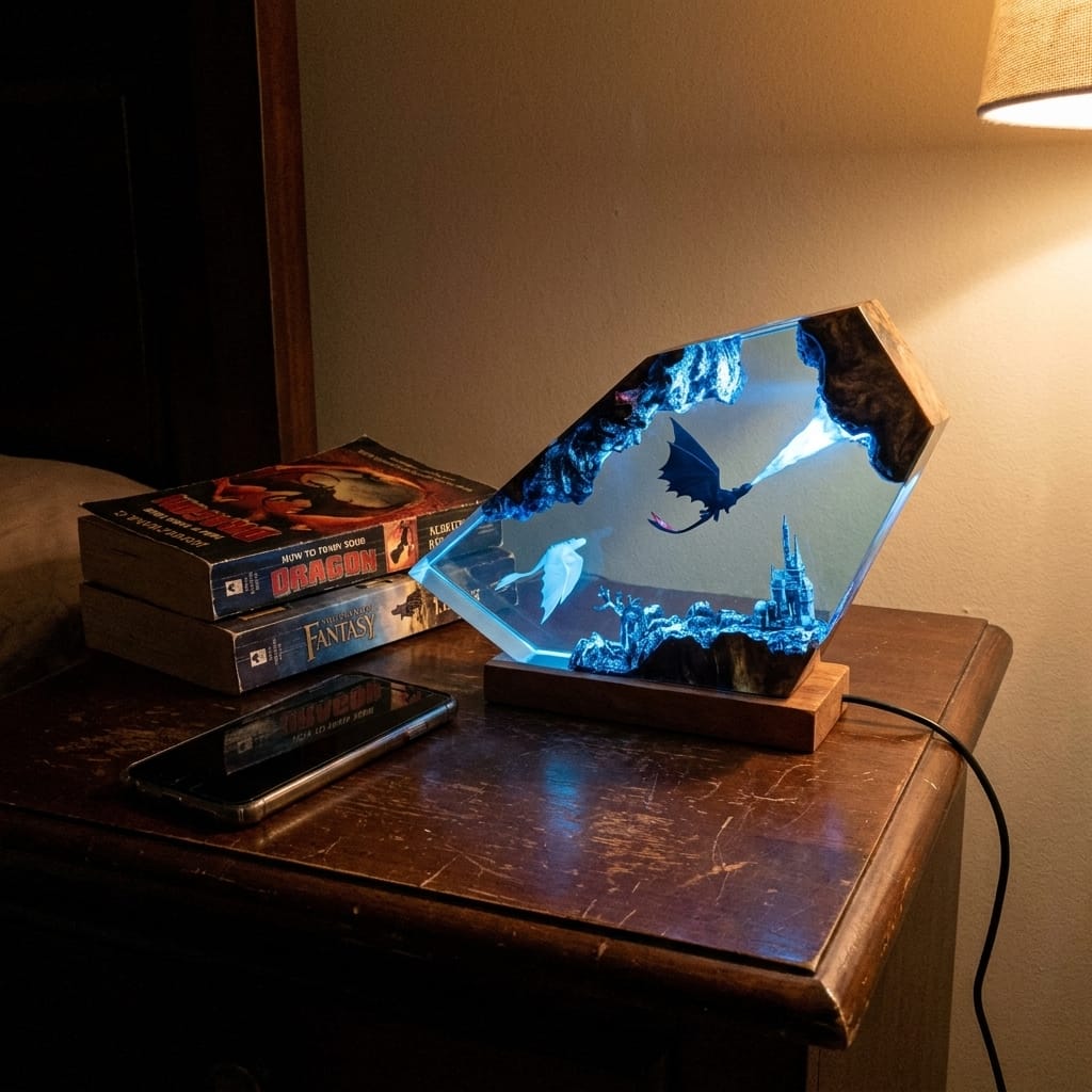 Customer photo review of Dragon Glow - El Yapımı LED Reçine Gece Lambası
