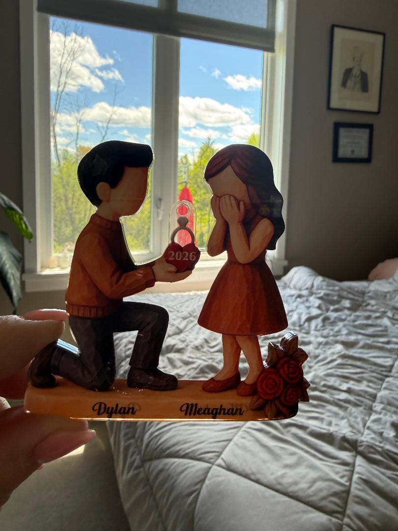 Customer photo review of Couple Marriage Proposal - Personalized Acrylic Ornament - Newly Engaged Gift, "She Said Yes!" Ornament, Just Engaged Gifts for Couples