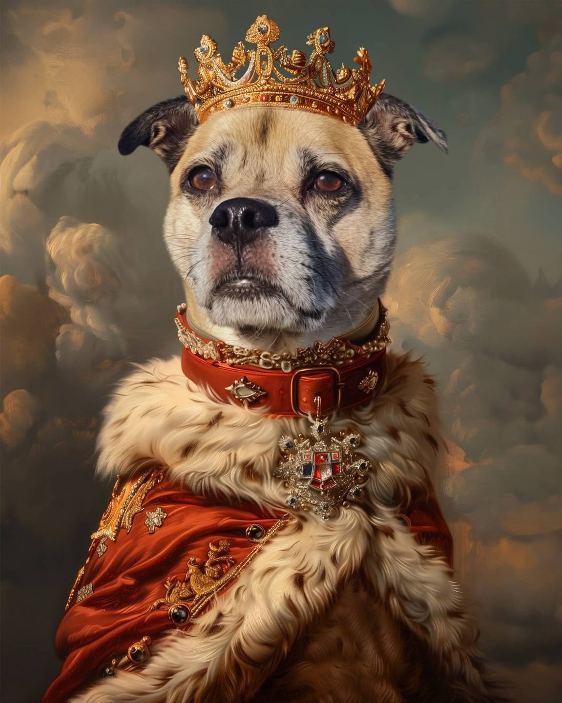 Customer photo review of Custom Royal Pet Portrait Canvas – Personalized Dog King Painting