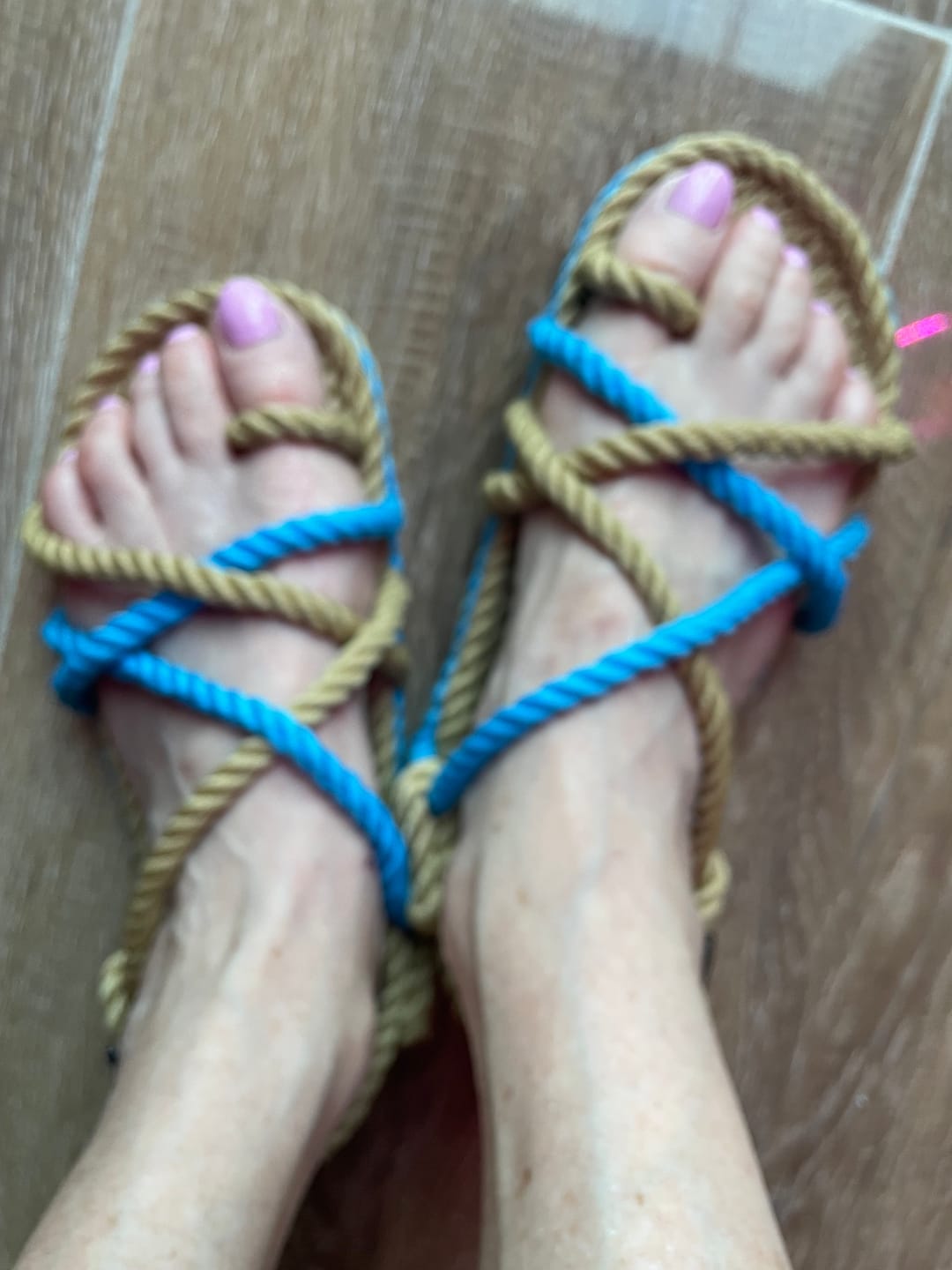 Customer photo review of Toe Joe - Camel and Baby Blue