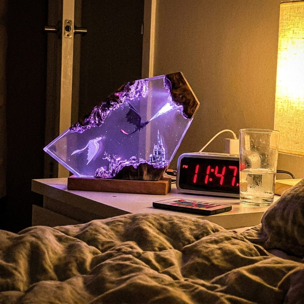 Customer photo review of Dragon Glow - El Yapımı LED Reçine Gece Lambası