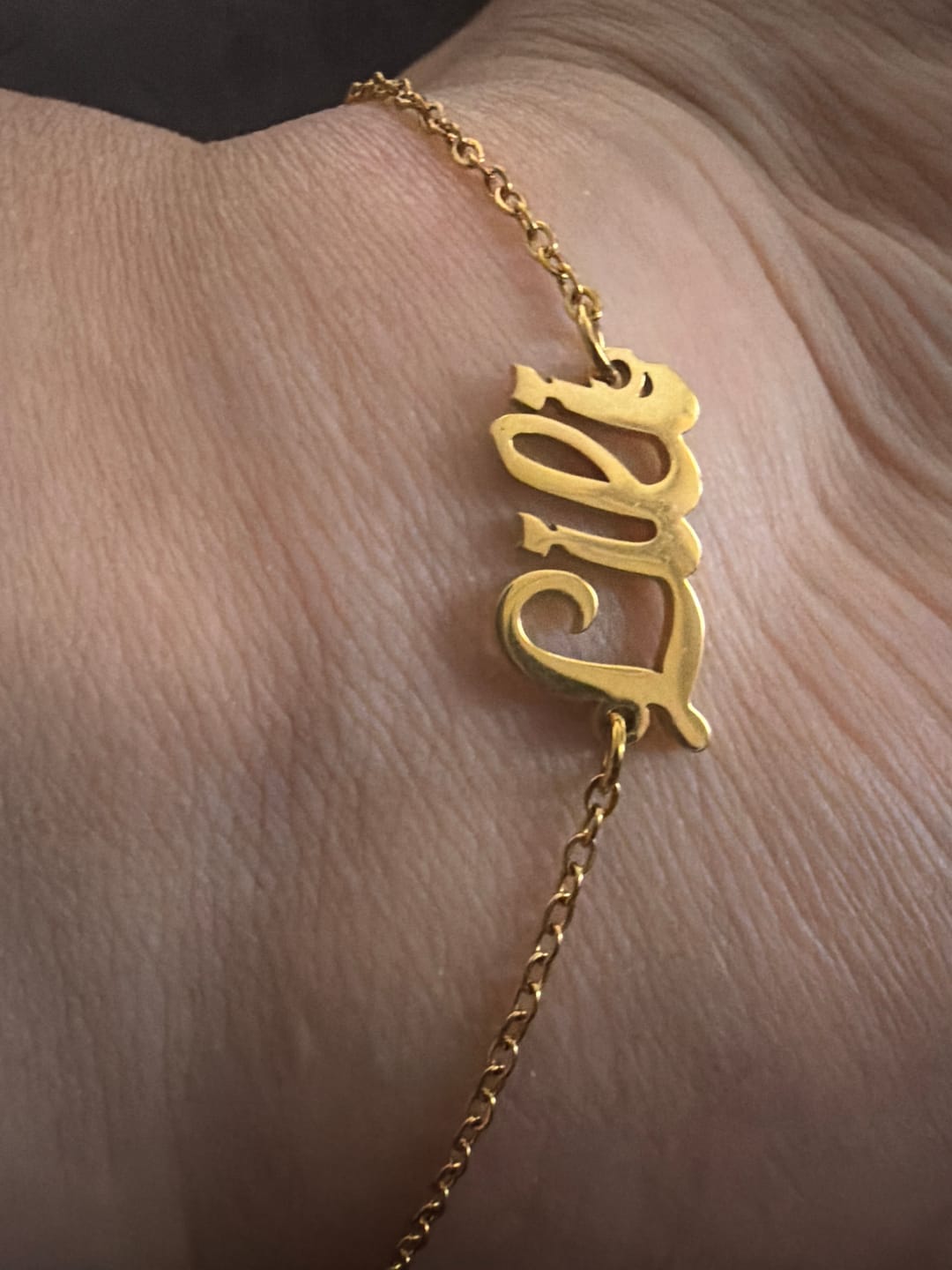 Customer photo review of Custom Name Anklet