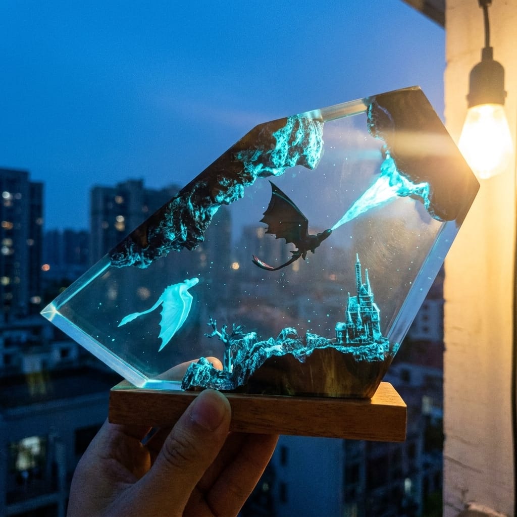 Customer photo review of Dragon Glow - El Yapımı LED Reçine Gece Lambası