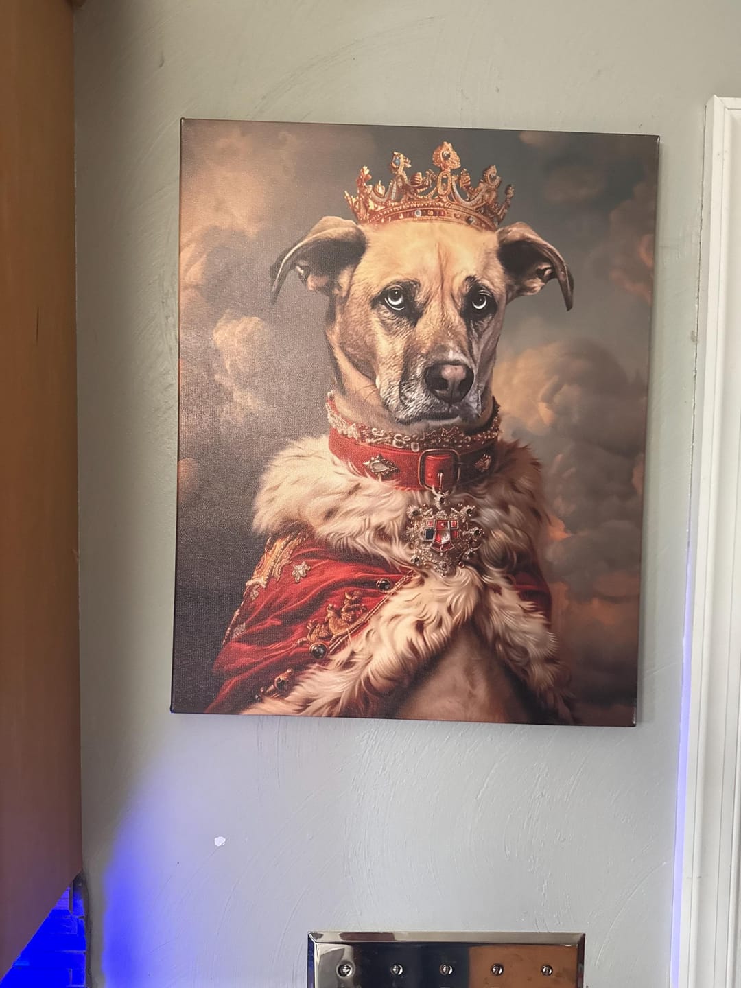 Customer photo review of Custom Pet King Portrait Canvas - Personalized Royal Dog Art