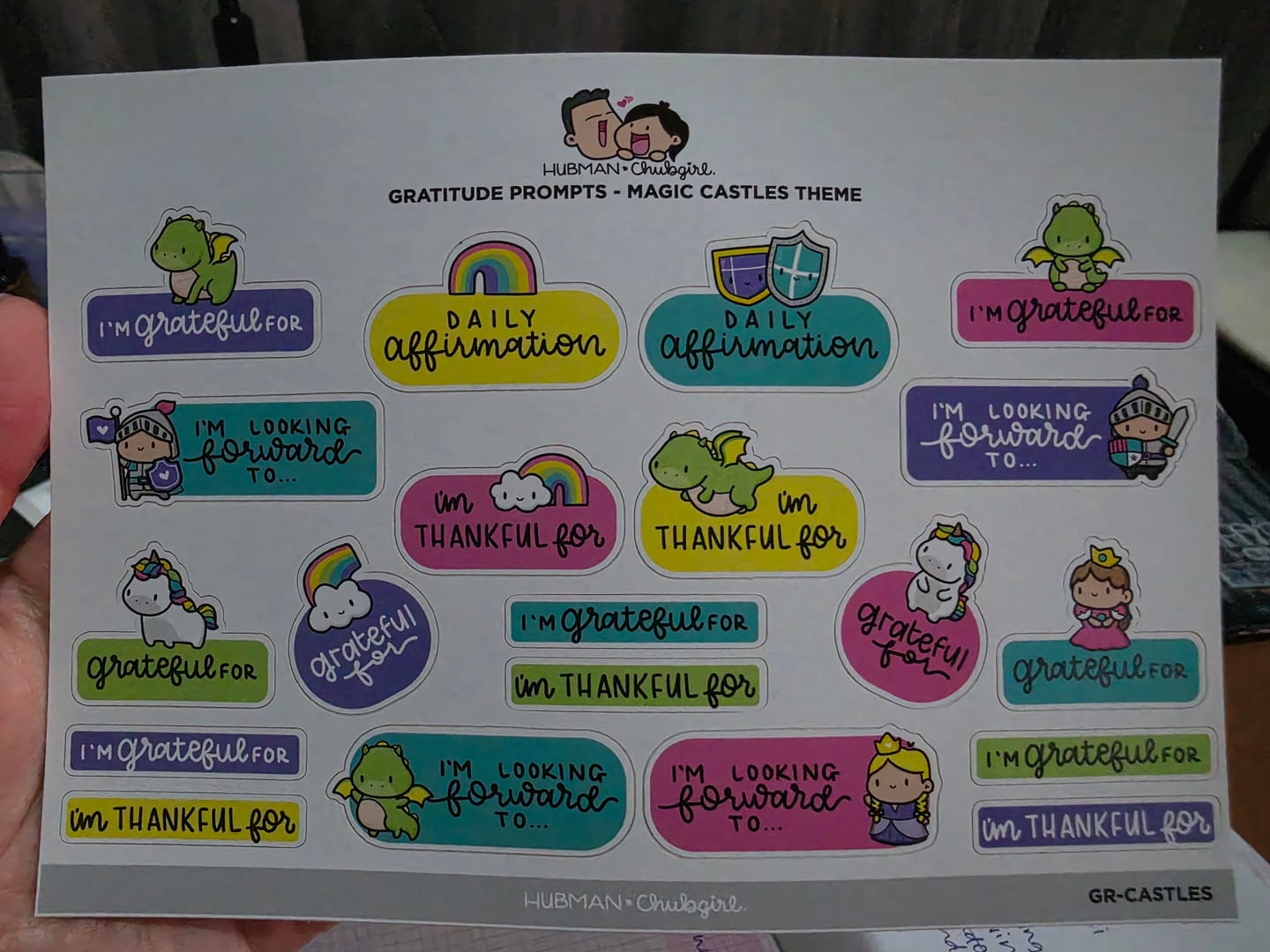 Customer photo review of Sticker Sheet - Gratitude Prompts Magic Castles Theme