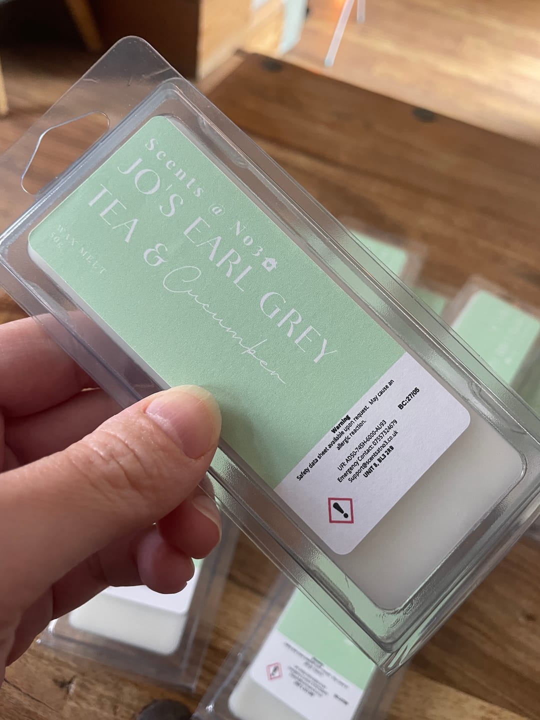 Customer photo review of Jo's Earl Grey Tea & Cucumber Wax Melt