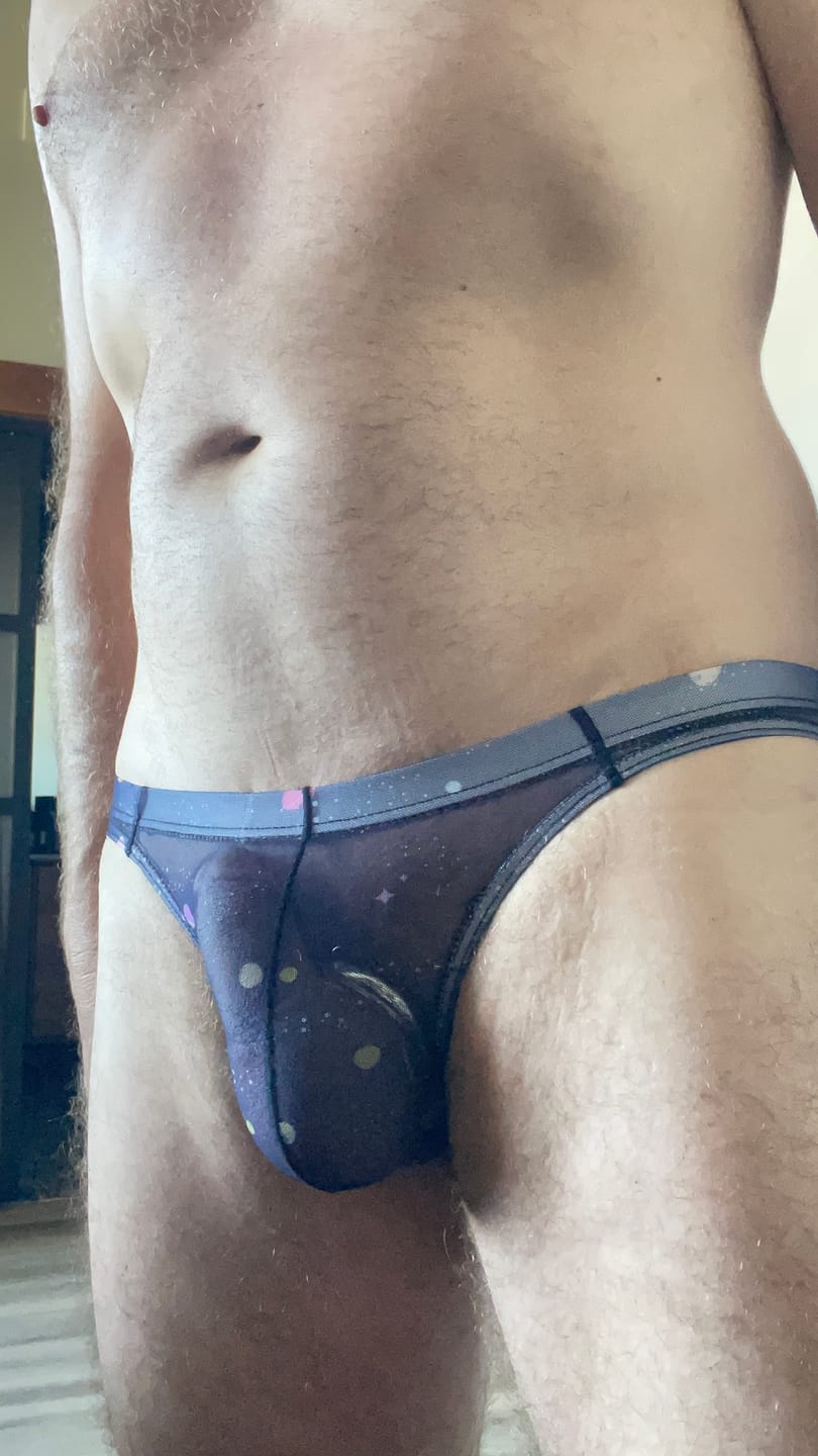 Customer photo review of 4 Pack Men's Trendy Print Low-Rise U-Pouch & Breathable Mesh Briefs