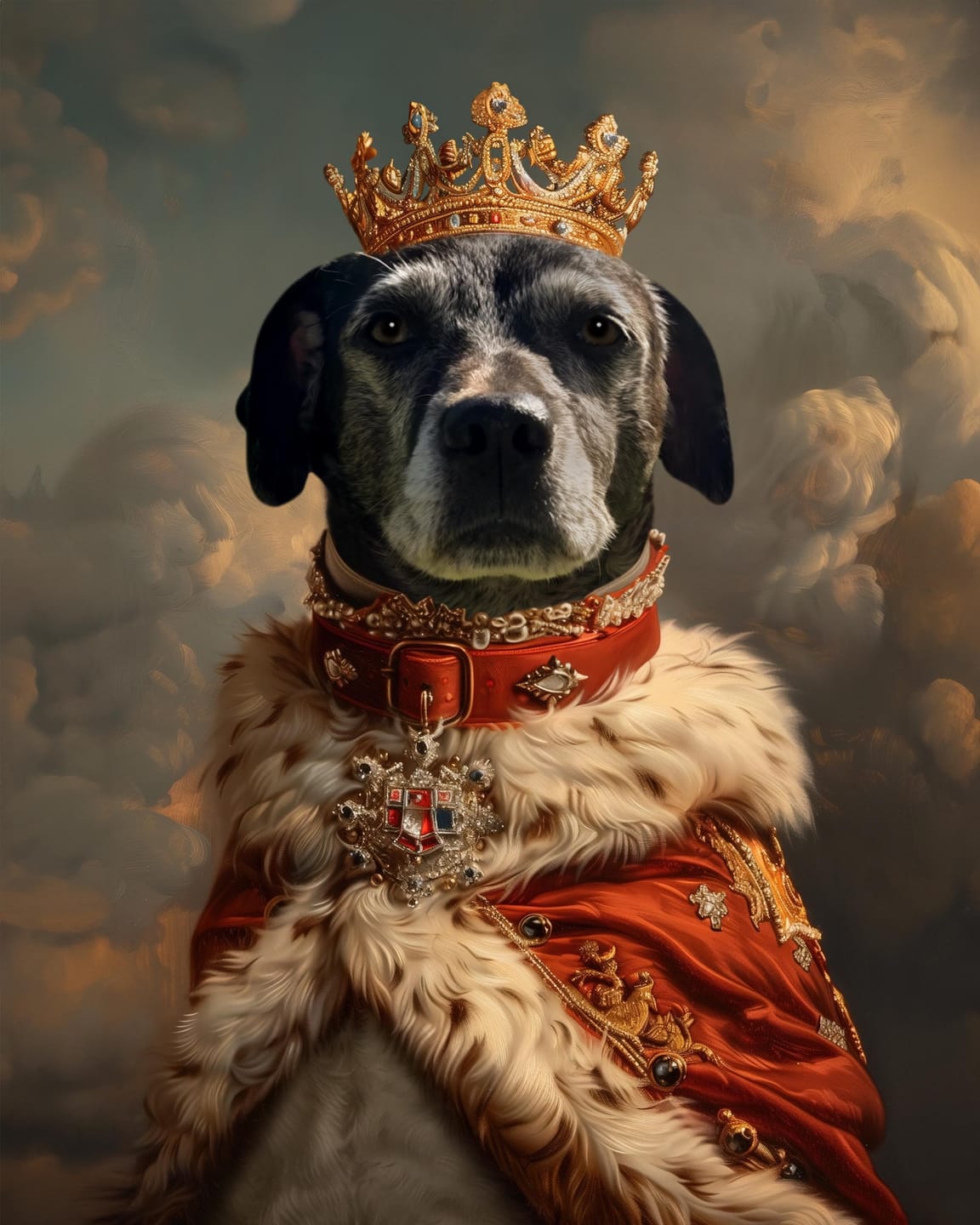 Customer photo review of Custom Royal Pet Portrait Canvas – Personalized Dog King Painting