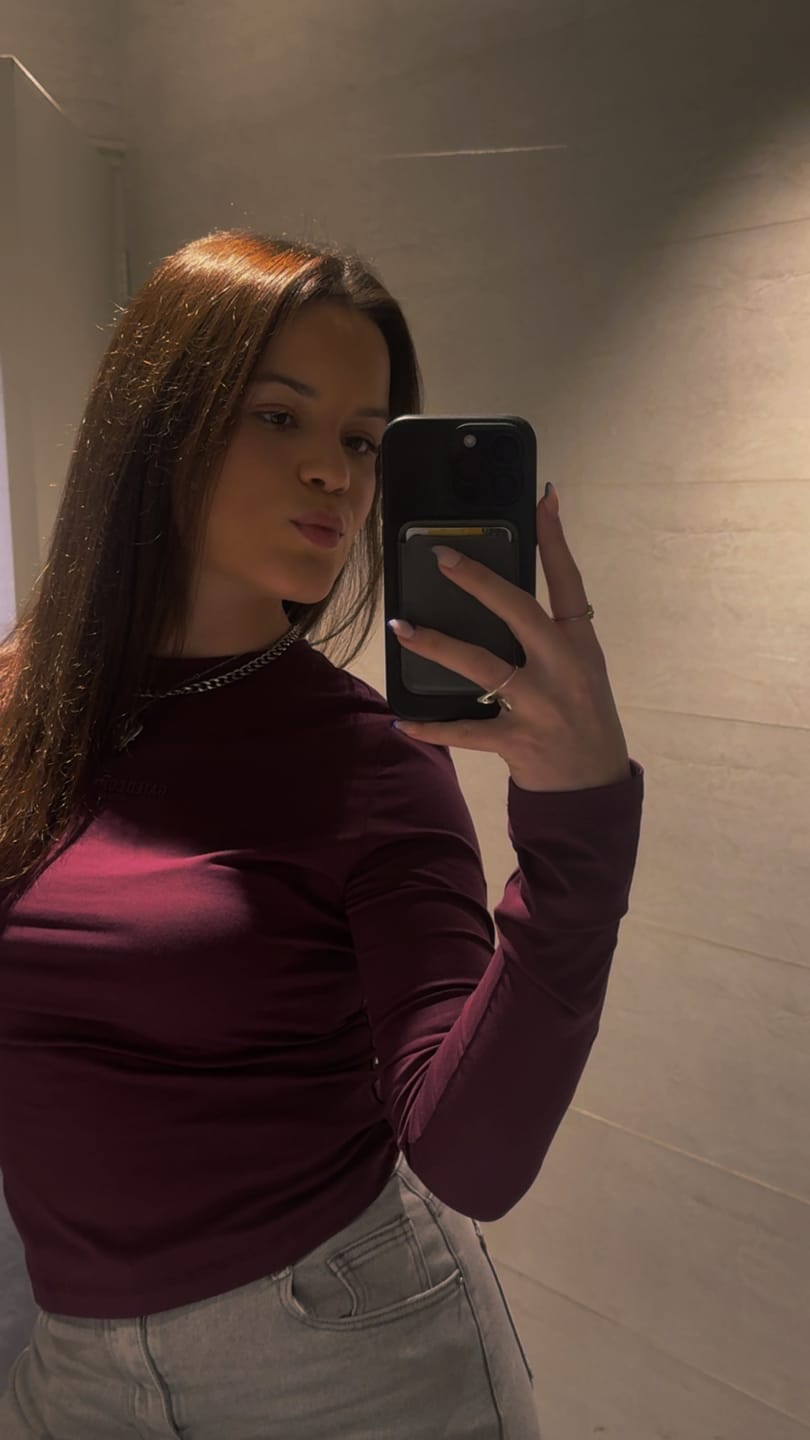 Customer photo review of BASICS LONGSLEEVE TOP DARK PLUM