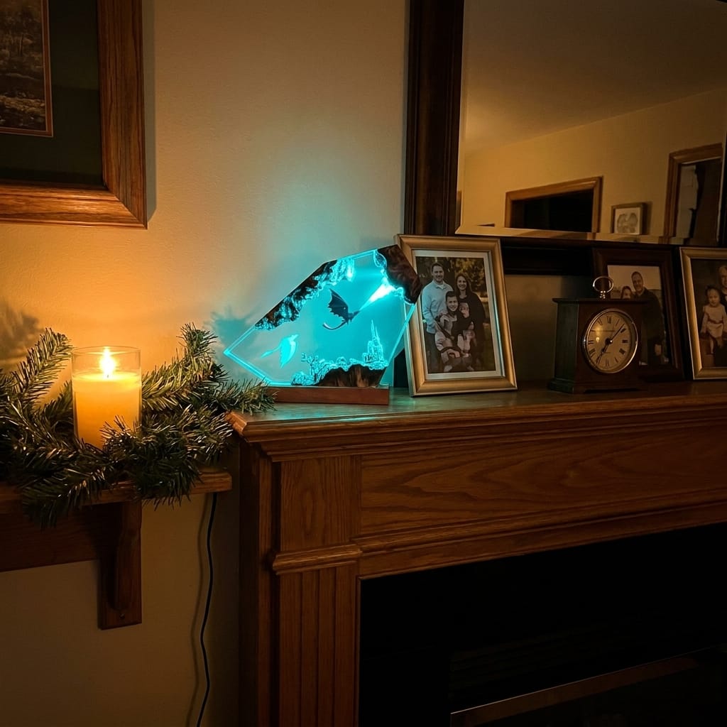 Customer photo review of Dragon Glow - El Yapımı LED Reçine Gece Lambası