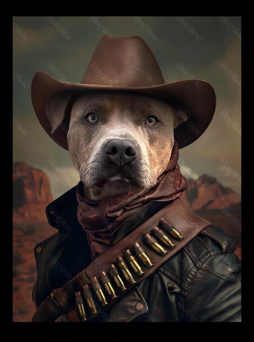 Customer photo review of Custom Cowboy Dog Portrait Canvas