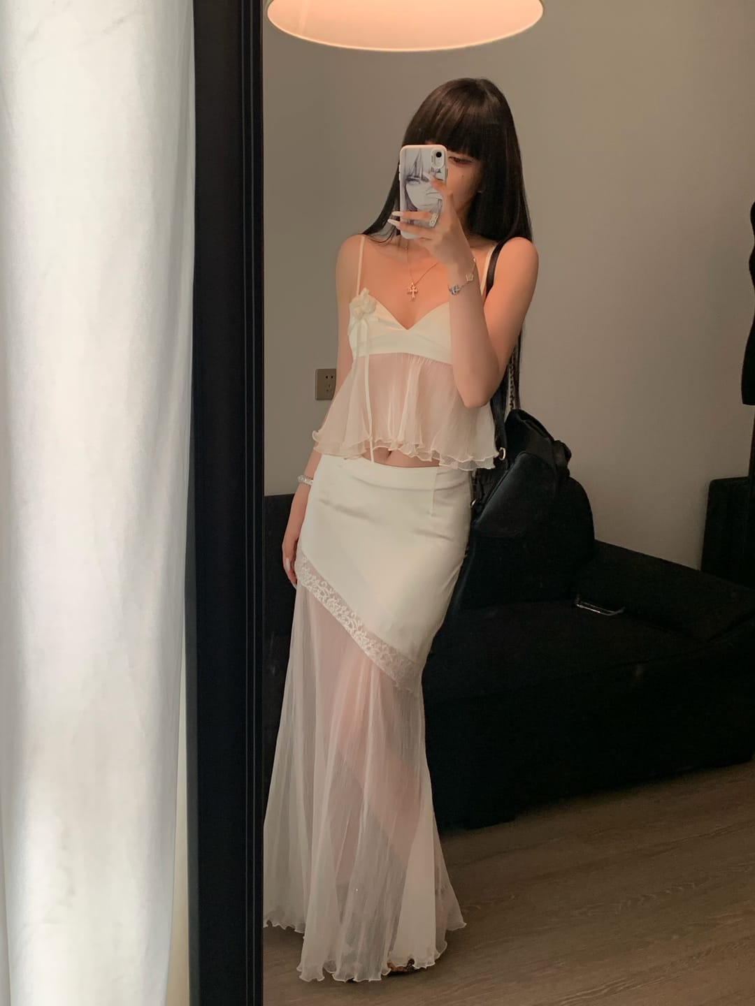 Customer photo review of Rase le sol Rose Veil Camisole & Sheer Skirt Set