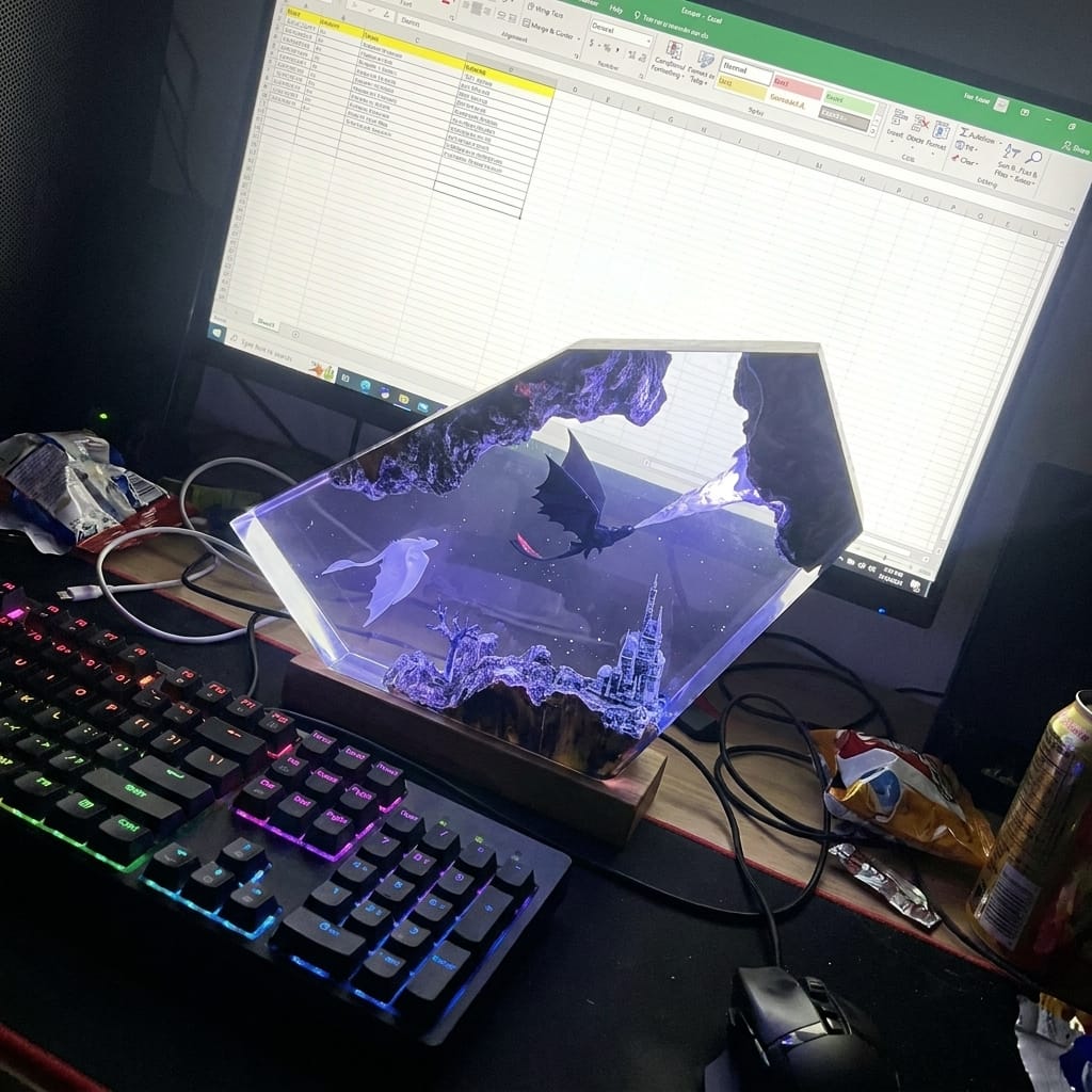 Customer photo review of Dragon Glow - El Yapımı LED Reçine Gece Lambası
