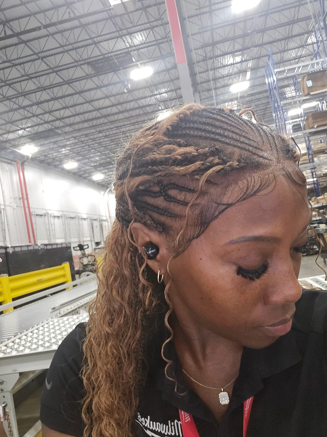 Customer photo review of Avery - Fulani 2 Steps Pre Bleached Full lace Cornrow Human Hair Curls Boho Box Braided Wig