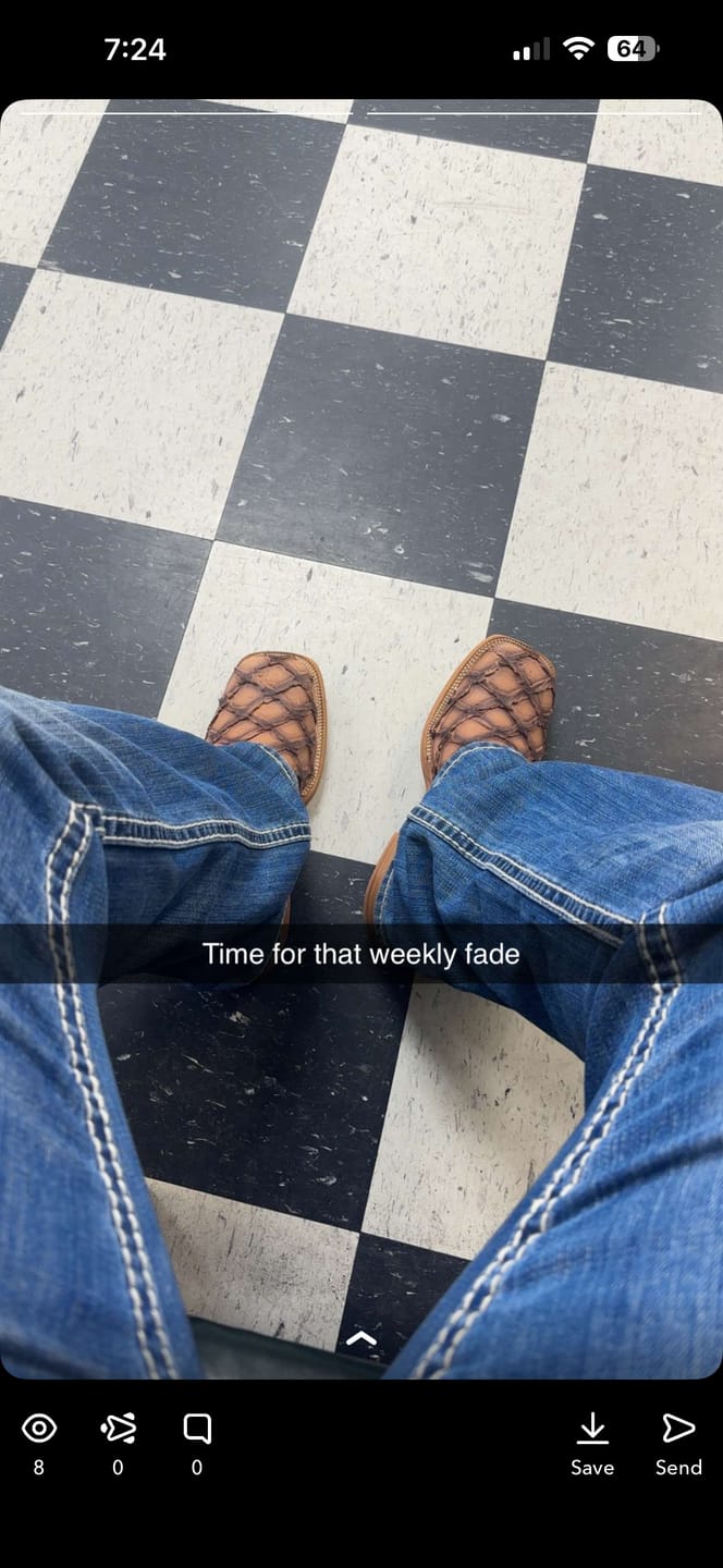 Customer photo review of Tan Jumbo Pirarucu Leather Boots - Square Toe