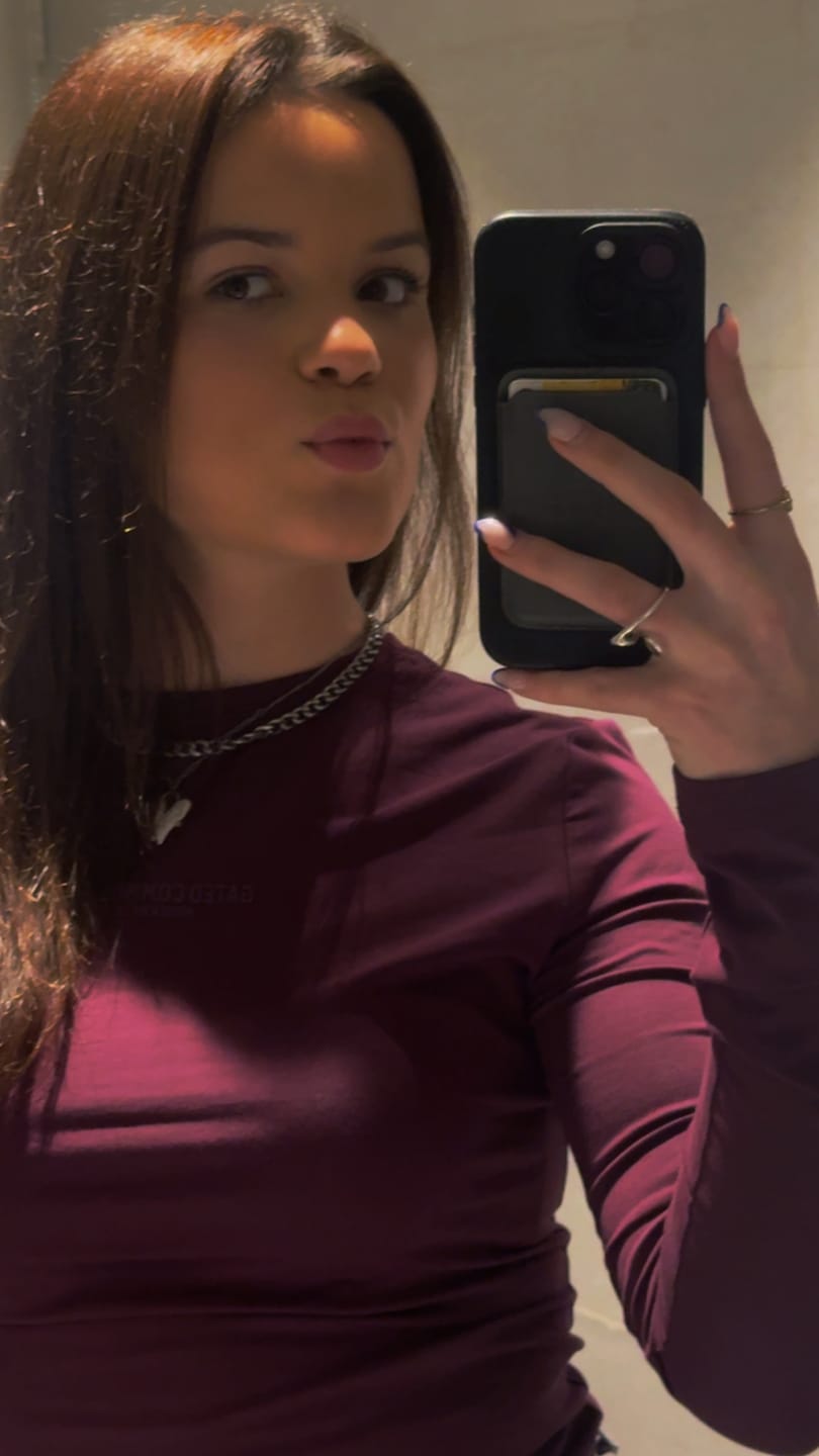 Customer photo review of BASICS LONGSLEEVE TOP DARK PLUM