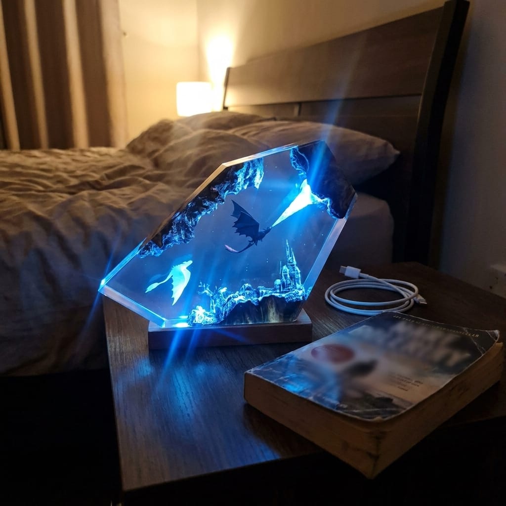 Customer photo review of Dragon Glow - El Yapımı LED Reçine Gece Lambası