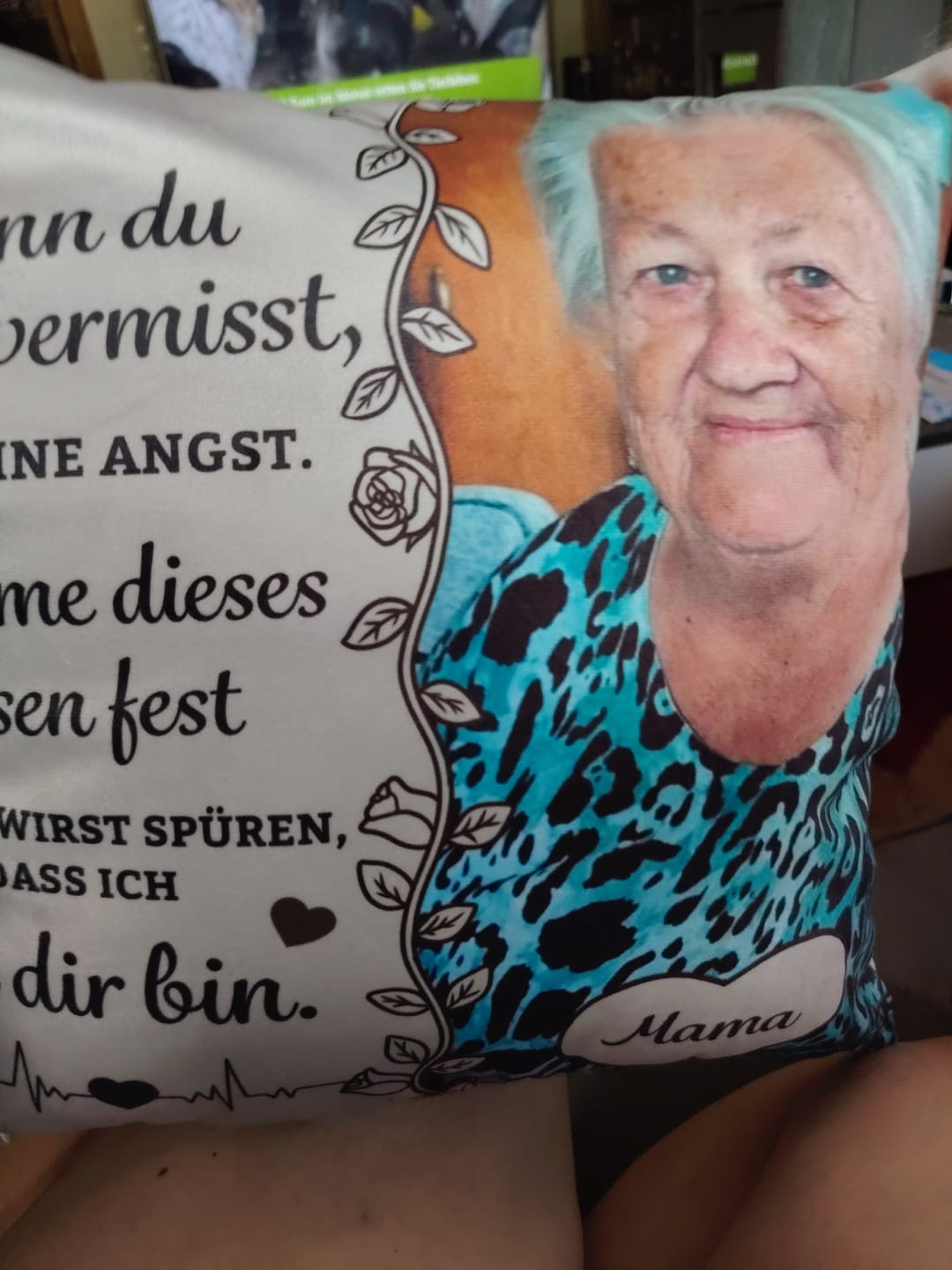 Customer photo review of Wenn du mich vermisst - Personalisiertes Kissen