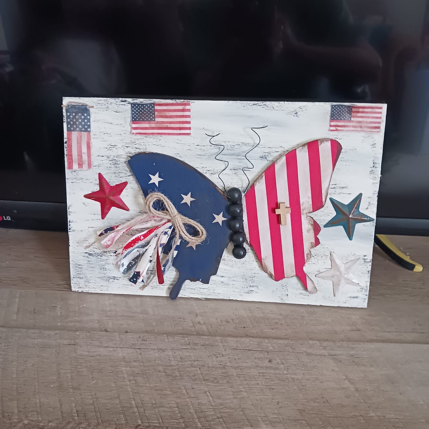 Customer photo review of Unfinished Wood Butterfly Silhouette - Craft- up to 46" DIY