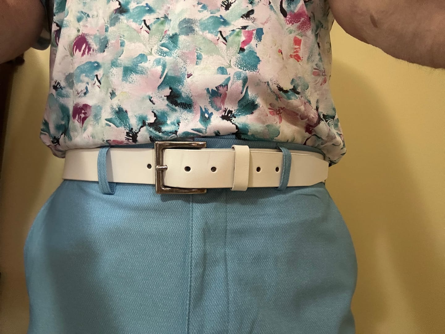 Customer photo review of The Fairway Belt - White 100% Full Grain Leather Belt