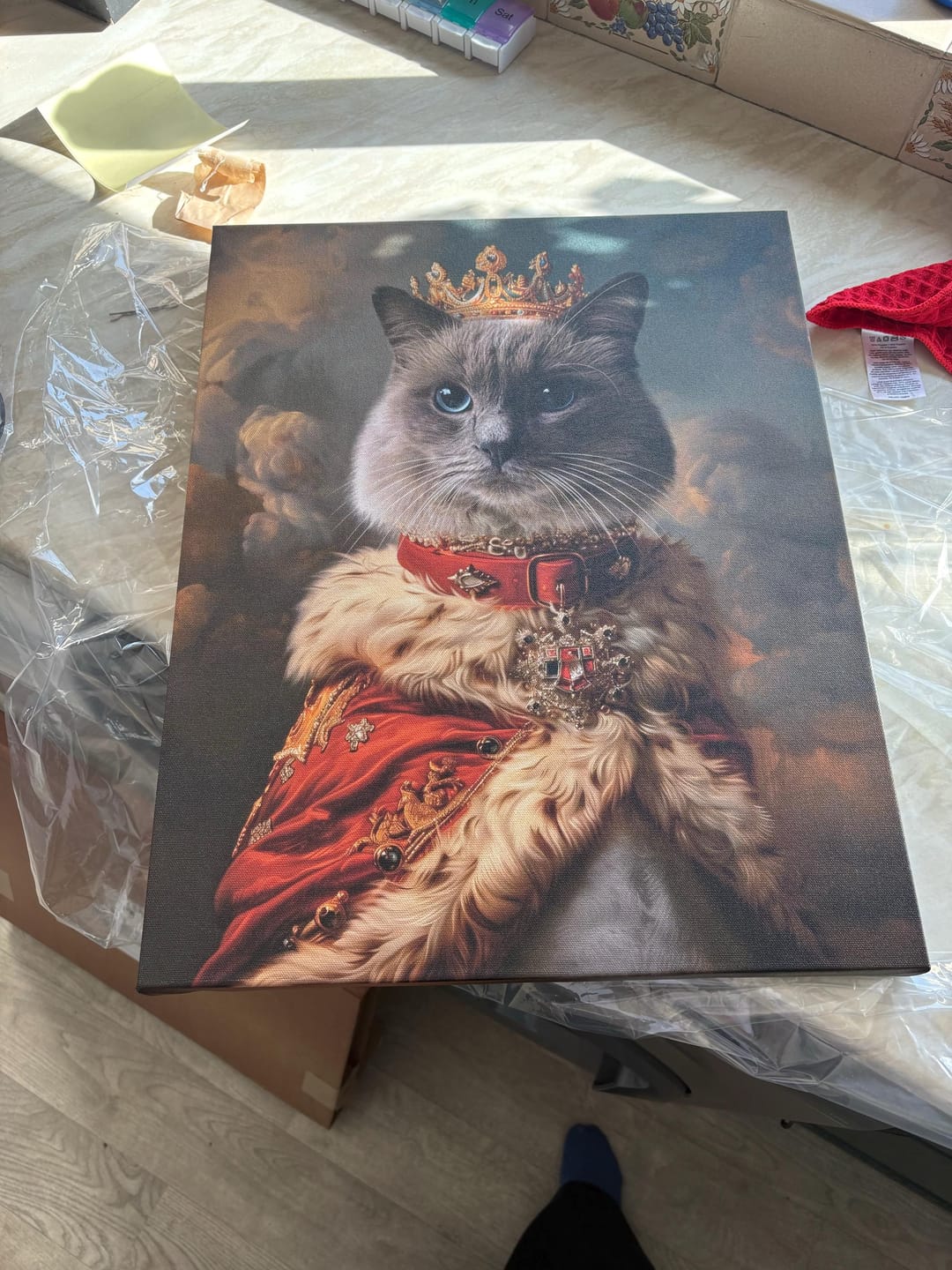Customer photo review of Custom Pet King Portrait Canvas - Personalized Royal Dog Art