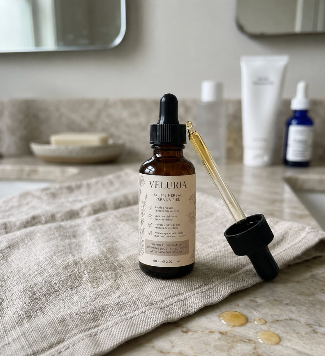 Customer photo review of Aceite Reductor de Vello Facial — Fórmula 100% Natural