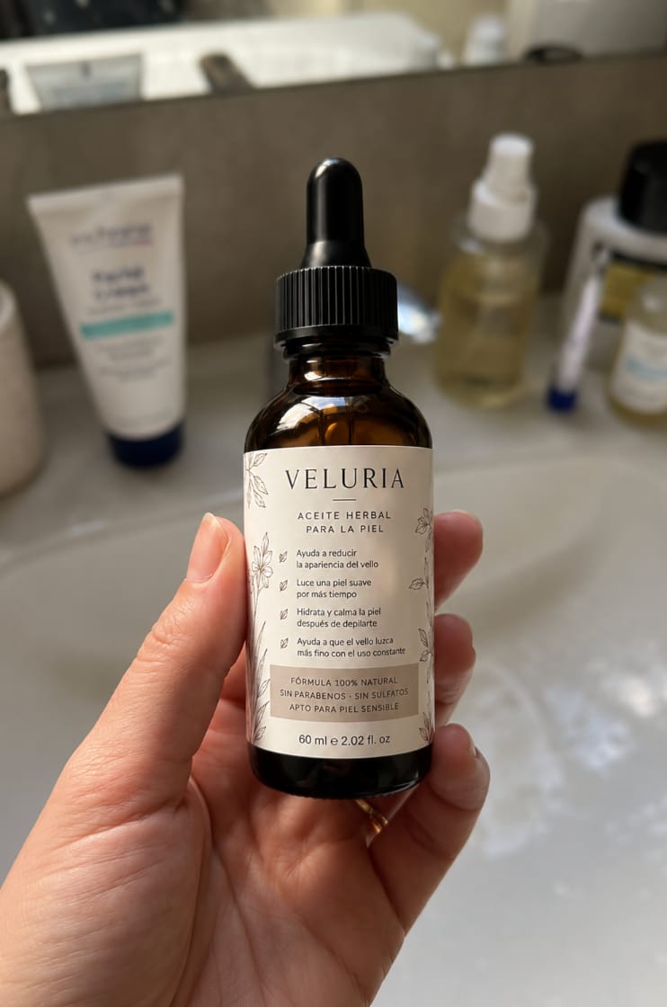 Customer photo review of Aceite Reductor de Vello Facial — Fórmula 100% Natural
