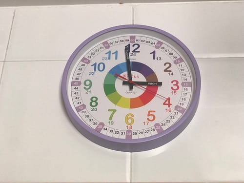 Customer photo review of Purple Time Teacher XL - Children's Learning Wall Clock