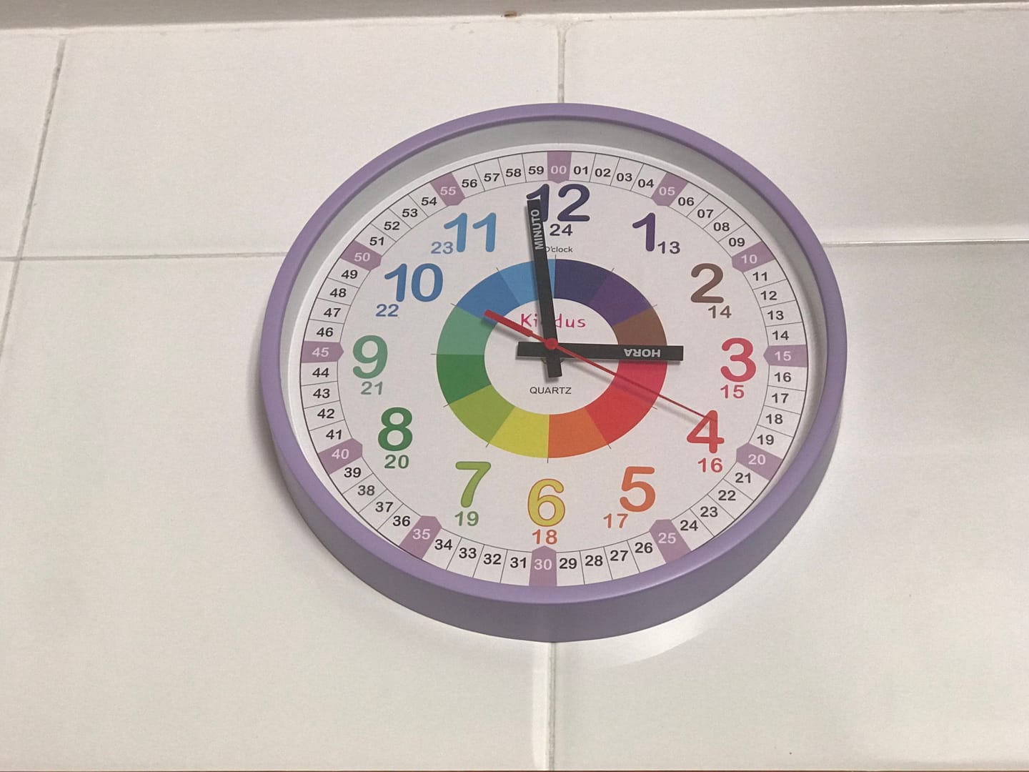 Customer photo review of Purple Time Teacher XL - Children's Learning Wall Clock