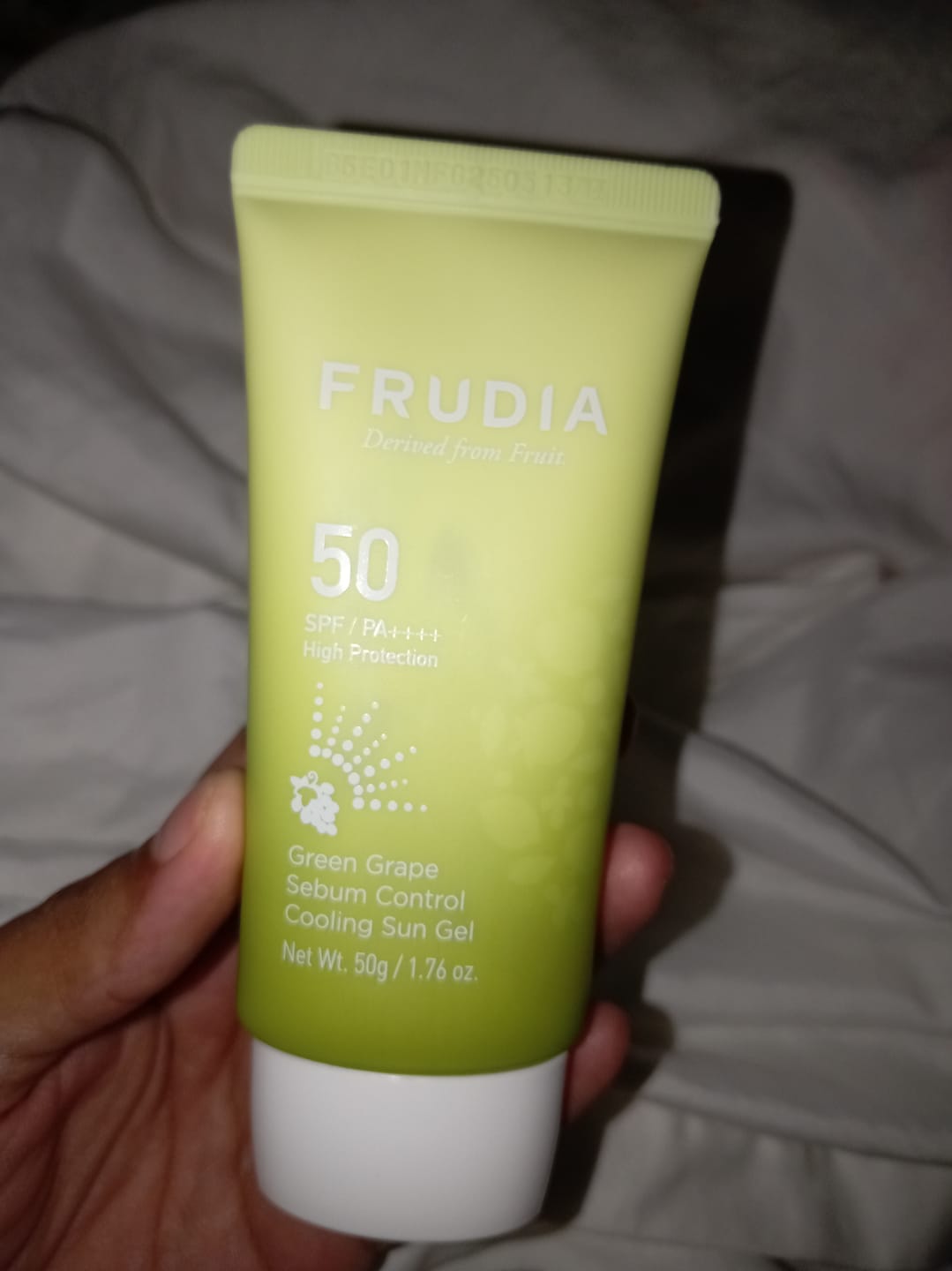 Customer photo review of Frudia Green Grape Sebum Control Sun Gel SPF50+/ PA++++