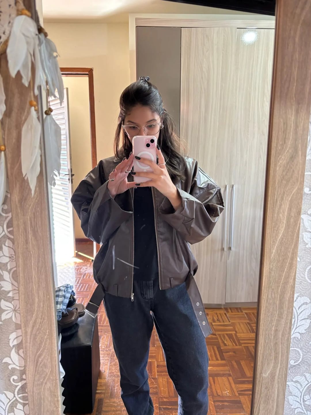 Customer photo review of Carine Leather Moto Jacket