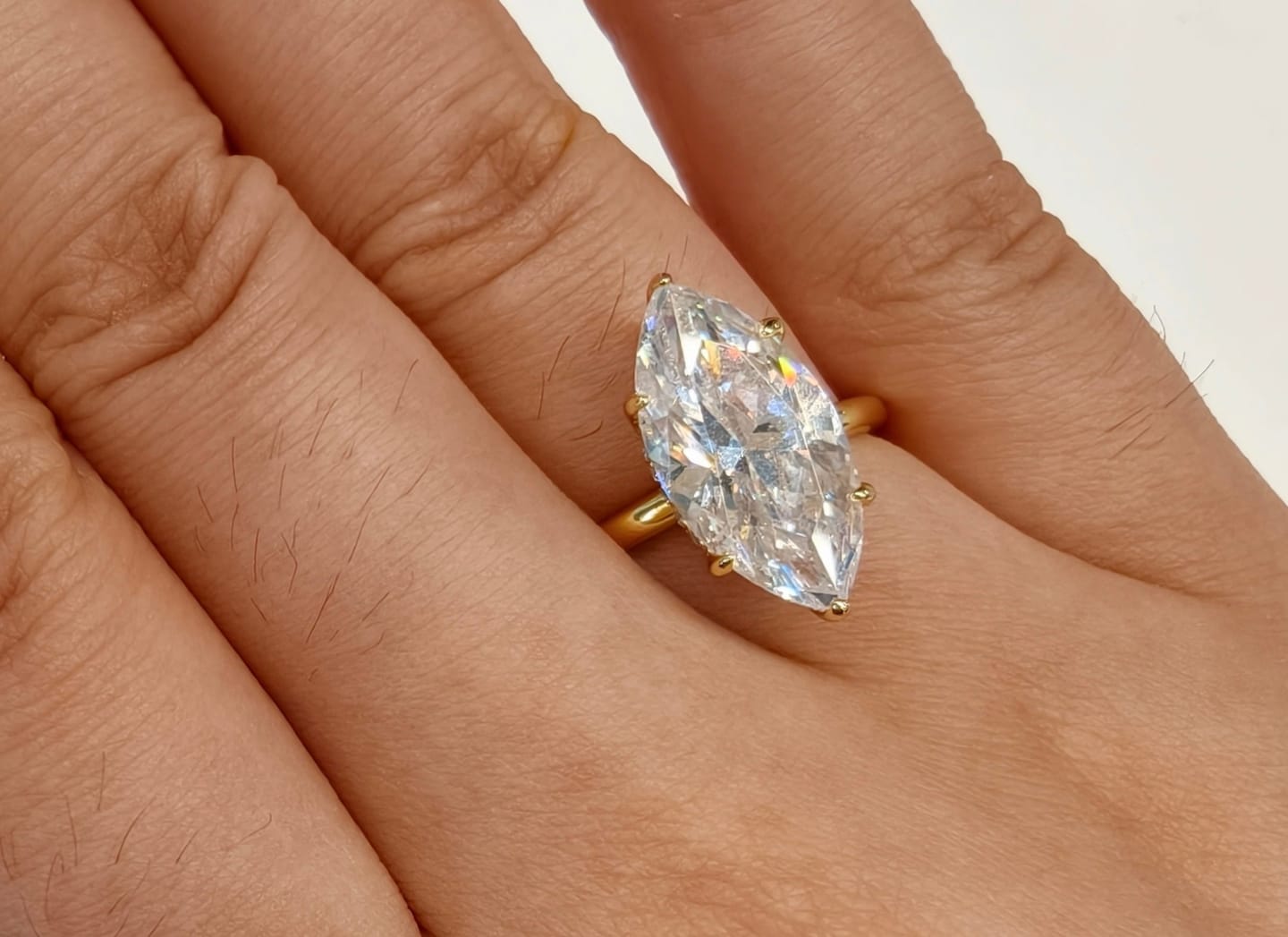 Customer photo review of S925 3.0~4.0Ct Marquise Cut Hidden Halo Engagement Ring Travel Ring