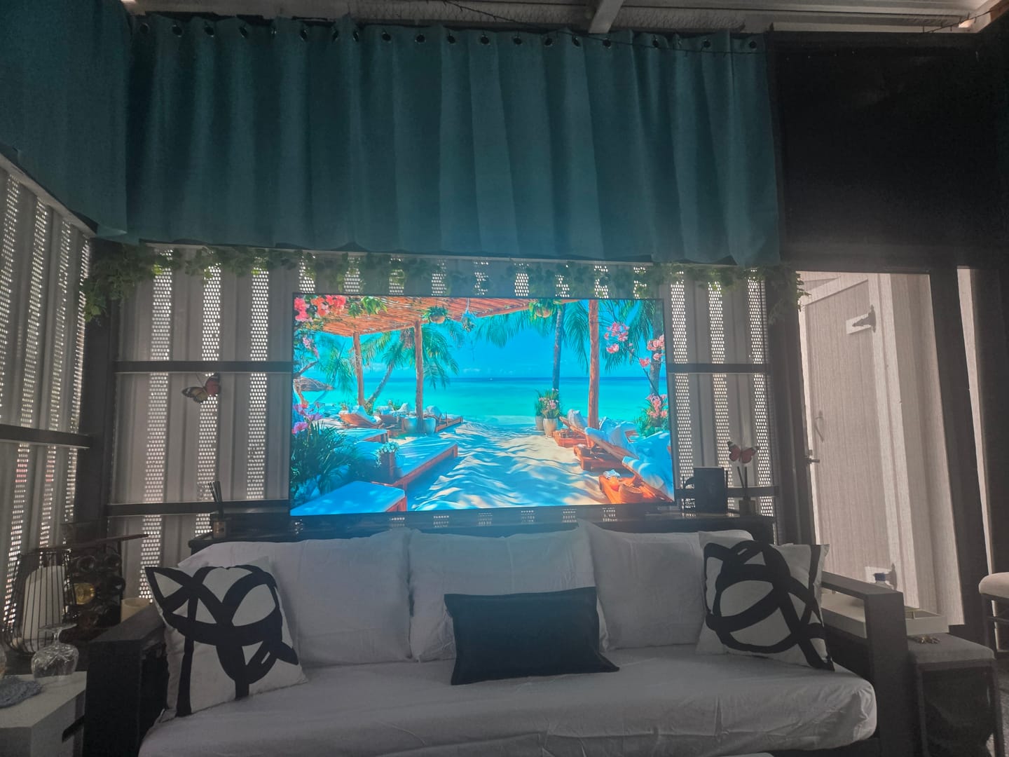 Customer photo review of Waterproof Grommet Top Patio Outdoor Curtain 1 Panel | Outdoor Standard