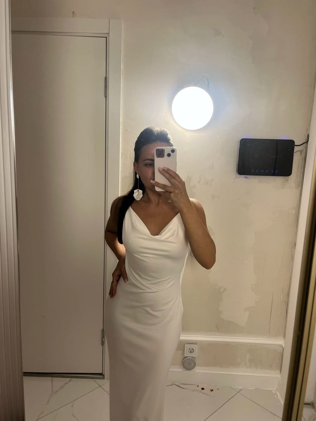 Customer photo review of Elin Silky Backless Maxi Dress