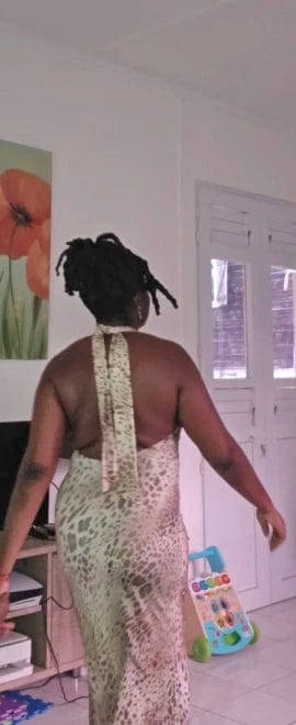 Customer photo review of Cindy Leopard Halter Neck Maxi Dress