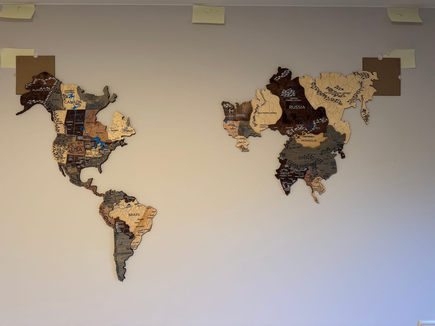 Customer photo review of 3D Wooden World Map Smokey
