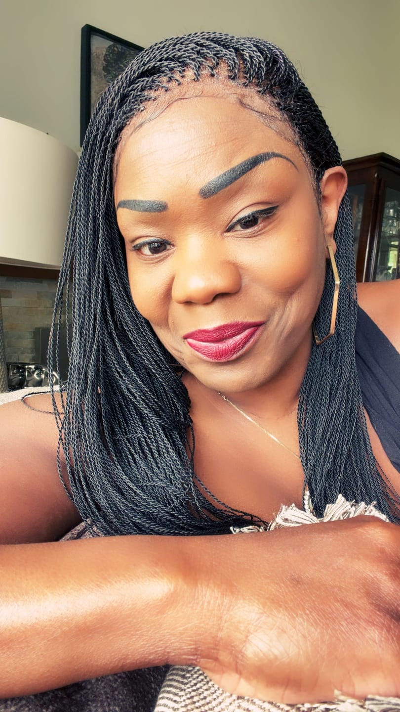 Customer photo review of Mica - 26" & 36" Pre Bleached Swiss HD Full Lace Knotless Micro Senegalese Twist Wig 799 Strands