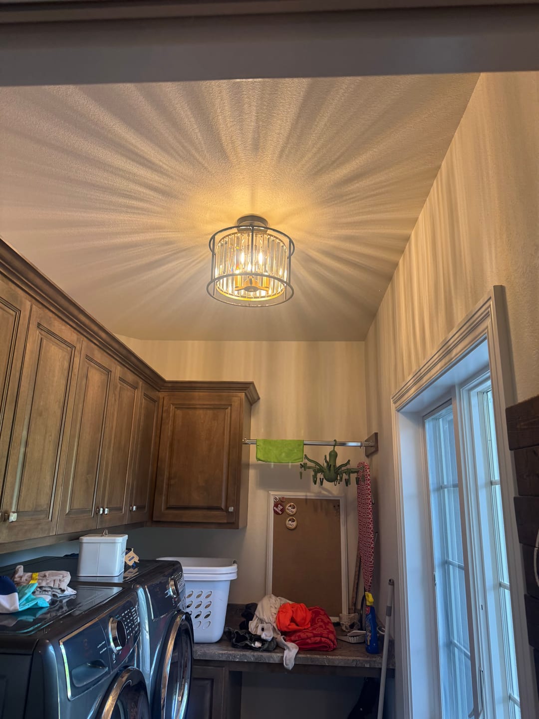 Customer photo review of Modern 3-Light Layered Drum Crystal Semi-Flush Mount